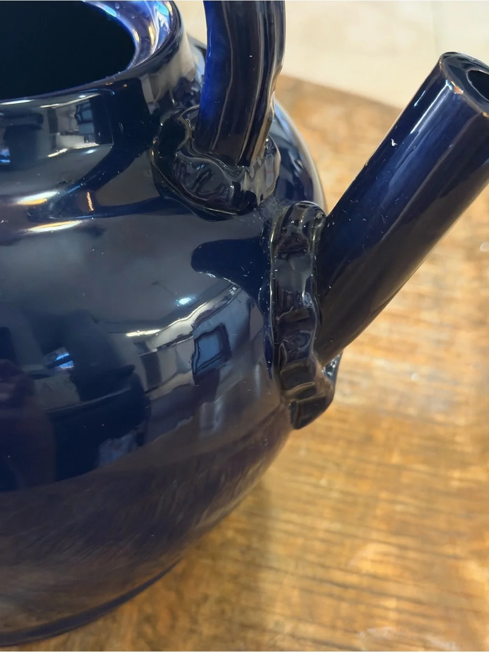 Made in Italy Cobalt Blue Ceramic Teapot Kettle Raised Fruit Floral Decor